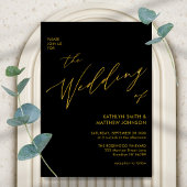 黒エレガント金ゴールドQRコードすべてシックな結婚S 招待状