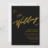 黒エレガント金ゴールドQRコードすべてシックな結婚S 招待状 (正面)