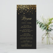 黒エレガント金フェイク箔紙吹雪結婚ズ メニュー (スタンド正面)