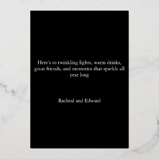 黒エレガント金フォイル休日のフォトカード 箔シーズンカード (裏面)