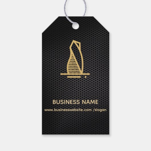 黒エレガント金属実在財産ラベル ギフトタグ (正面)