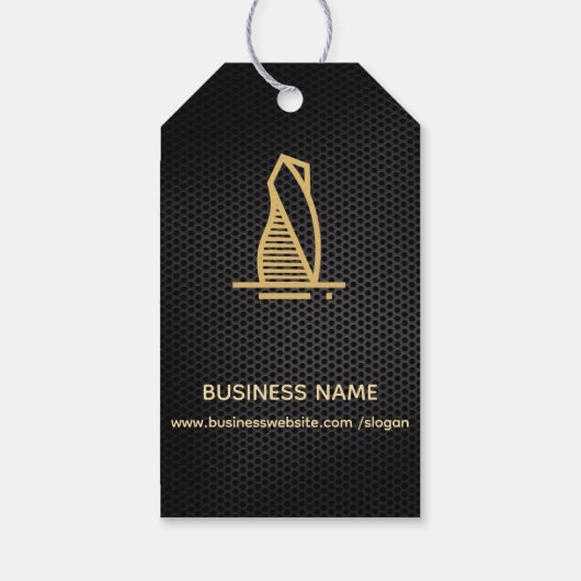 黒エレガント金属実在財産ラベル ギフトタグ (裏面)