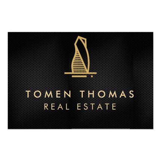 黒エレガント金属実在財 ポスター (正面)