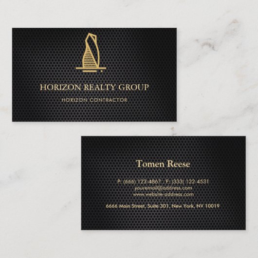 黒エレガント金属実在財 名刺 (正面/裏面)