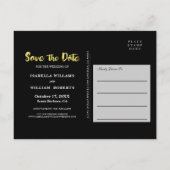 黒エレガント金箔の写真の保存日付 案内ポストカード (裏面)