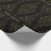黒エレガント金箔クリスマスパイン ラッピングペーパー (角)
