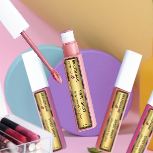 黒エレガント金箔グリッター瑪瑙リップグロス ラベル