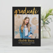 黒エレガント金箔写真卒業パーティー 招待状 (スタンド正面)