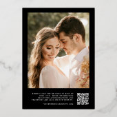 黒エレガント金箔2枚フォトQRコード結婚ズ 箔招待状 (裏面)