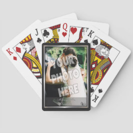 黒エレガント銀の結婚写真テンプレート トランプ