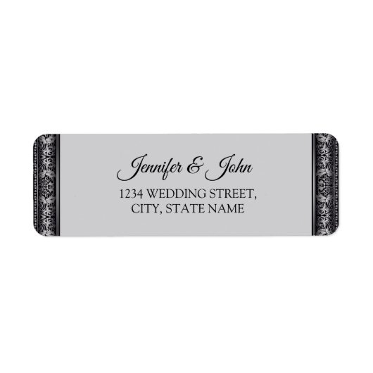 黒エレガント銀の結婚差出人住所 ラベル (正面)