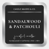 黒エレガント銀キャンドルモダンジャー包装 スクエアシール (正面)