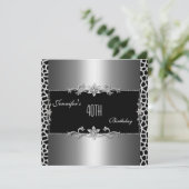 黒エレガント銀キリンプリントジュエル40th 招待状 (スタンド正面)