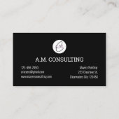 黒エレガント銀グリッターアゲートゲーデモノグラム 名刺 (裏面)