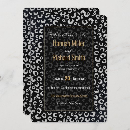 黒エレガント銀グリッターヒョウ柄 (正面/裏面)