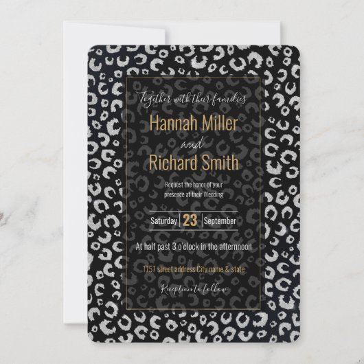 黒エレガント銀グリッターヒョウ柄 (正面)