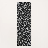 黒エレガント銀グリッターヒョウ柄 ヨガマット (正面)