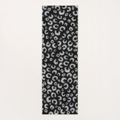 黒エレガント銀グリッターヒョウ柄 ヨガマット (裏面)