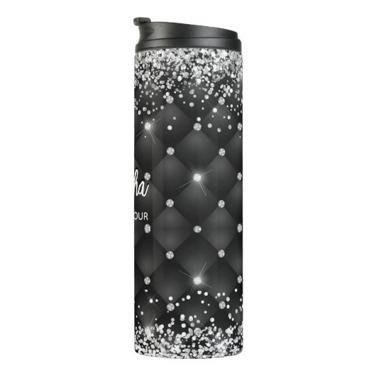 黒エレガント銀グリッターブライダル タンブラー (回転右)