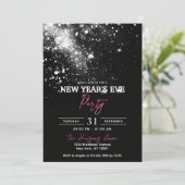 黒エレガント銀グリッター大晦日パーティー 招待状 (スタンド正面)
