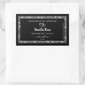 黒エレガント銀グリッター星の製品ラベル 長方形シール (バッグ)