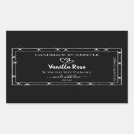 黒エレガント銀グリッター星の製品ラベル 長方形シール