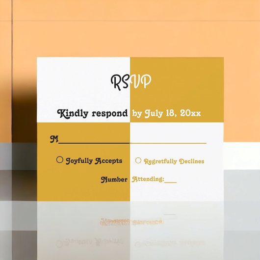 黒エレガント銀シンプル金ゴールドモダン結婚ズ 出欠カード