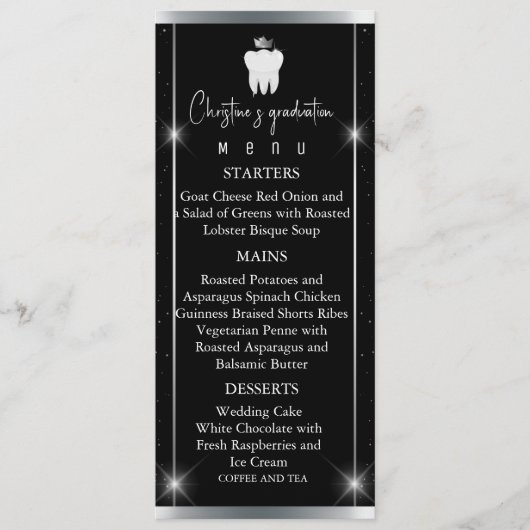 黒エレガント銀スパークル歯科卒業 メニュー (正面)