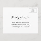 黒エレガント銀ダマスクRSVP返信カード インビテーションポストカード (裏面)