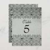 黒エレガント銀ダマスコウェディングテーブルカード ポストカード (正面/裏面)