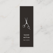 黒エレガント銀フェイク鋏ヘアスタイリスト スキニー名刺 (正面)