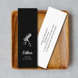 黒エレガント銀フェイク鋏ヘアスタイリスト スキニー名刺