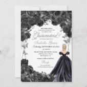 黒エレガント銀フローラキンセアニェラ・インヴィータ 招待状 (正面)