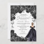 黒エレガント銀フローラキンセアニェラ・インヴィータ 招待状 (正面)