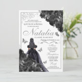 黒エレガント銀フローラキンセアニェラ・インヴィータ 招待状 (スタンド正面)