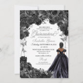 黒エレガント銀フローラキンセアニェラ・インヴィータ 招待状 (正面)