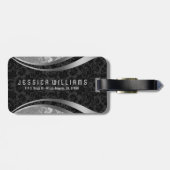 黒エレガント銀フローラダマスク模様 ラゲッジタグ (裏面横)