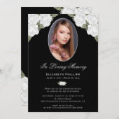 黒エレガント銀フローラ写真追悼会 招待状 (正面/裏面)