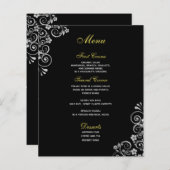 黒エレガント銀フローラ渦結婚のメニュー (正面/裏面)