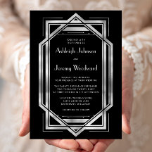 黒エレガント銀ヴィンテージ1920sデコ結婚ズ