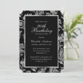 黒エレガント銀ヴィンテージ90誕生日 招待状 (スタンド正面)