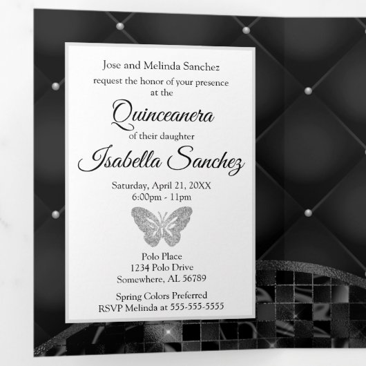 黒エレガント銀写真キンセアニェラ3つ折 三つ折りプログラム (内部最初)