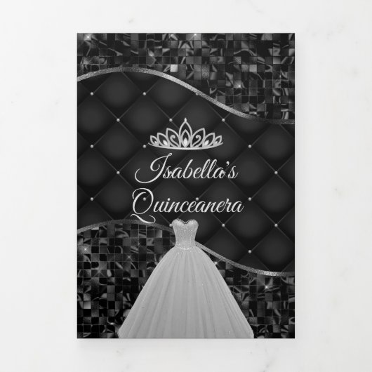 黒エレガント銀写真キンセアニェラ3つ折 三つ折りプログラム (カバー)