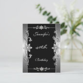 黒エレガント銀宝石40日 招待状 (スタンド正面)