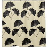 黒エレガント銀杏の葉シャワーカーテン シャワーカーテン (正面)