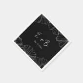 黒エレガント銀杏ビロ結婚バ スタンダードカクテルナプキン (角)