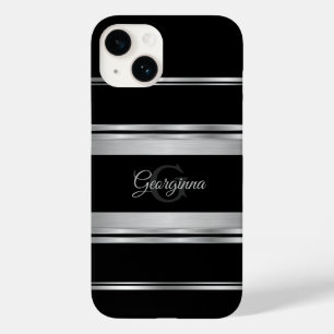 黒エレガント銀灰色デザインモノグラム Case-Mate iPhone 14ケース
