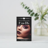 黒エレガント銀線フォトQRコードテンプレート 名刺 (スタンド正面)