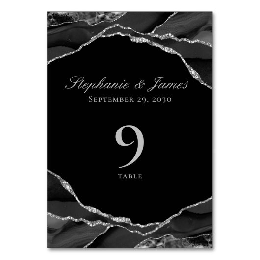 黒エレガント銀重結婚手 テーブルナンバー (正面)