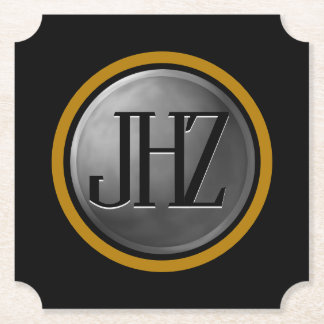 黒エレガント銀金ゴールドモノグラムコースター ペーパーコースター